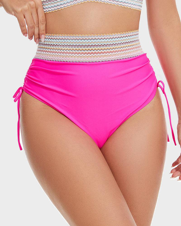 Stylowe bikini z wysokim stanem, damski strój kąpielowy, letnia moda plażowa.
