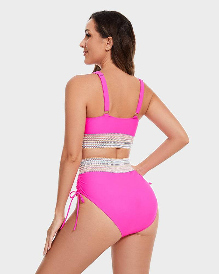 Strój kąpielowy damski Mandy, bikini z wysokim stanem, modny design na plażę.