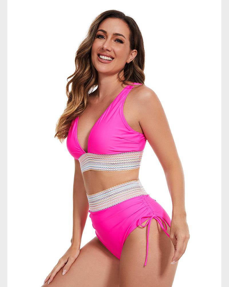 Plażowe bikini Mandy, wysoki stan, damski strój kąpielowy, letnia moda.