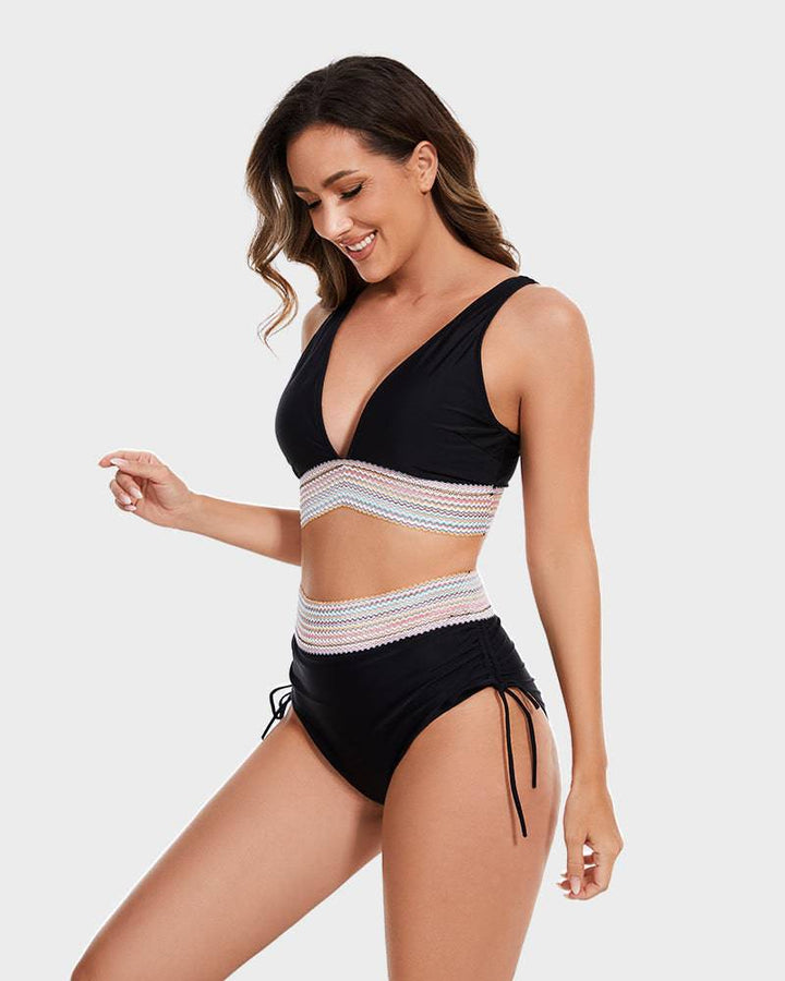 Dwuczęściowe damskie bikini, wysoki stan, modelujące, komfort na plaży i basenie.