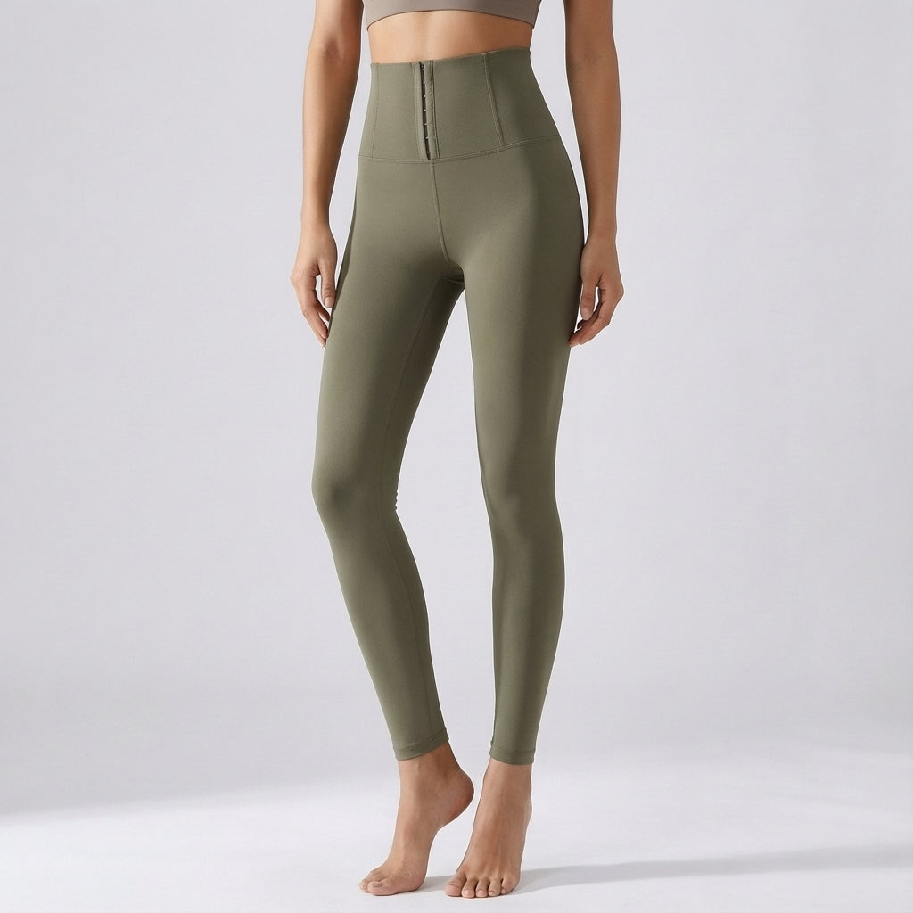 Szare damskie legginsy Abigail z wysokim stanem, wygodne, idealne do aktywności sportowych i relaksu.