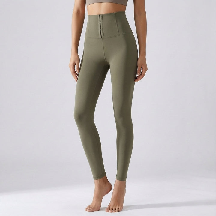 Szare damskie legginsy Abigail z wysokim stanem, wygodne, idealne do aktywności sportowych i relaksu.