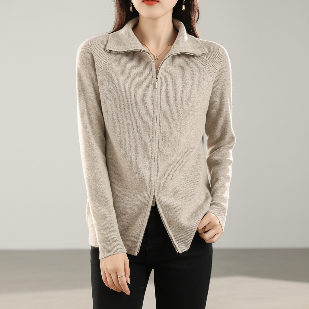 Modna damska kamizelka kardigan z zamkiem, idealna do codziennych i smart-casual looków. Dzianinowa.