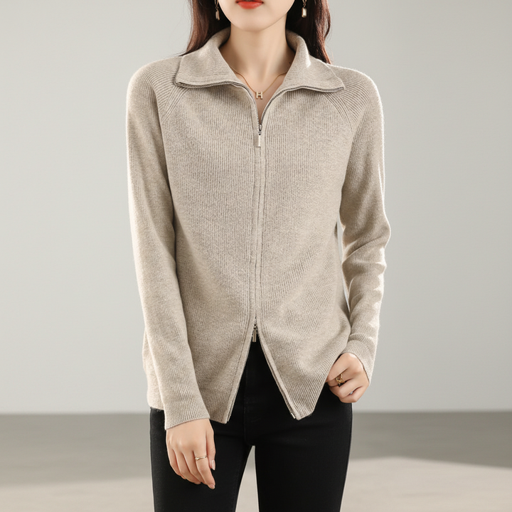 Modna damska kamizelka kardigan z zamkiem, idealna do codziennych i smart-casual looków. Dzianinowa.