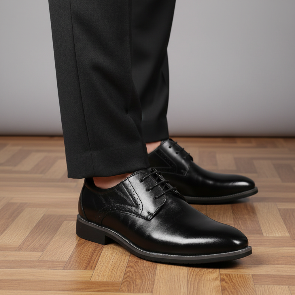 Eleganckie męskie buty wizytowe Adrian, sznurowane, ze skóry wysokiej jakości, idealne do garnituru.