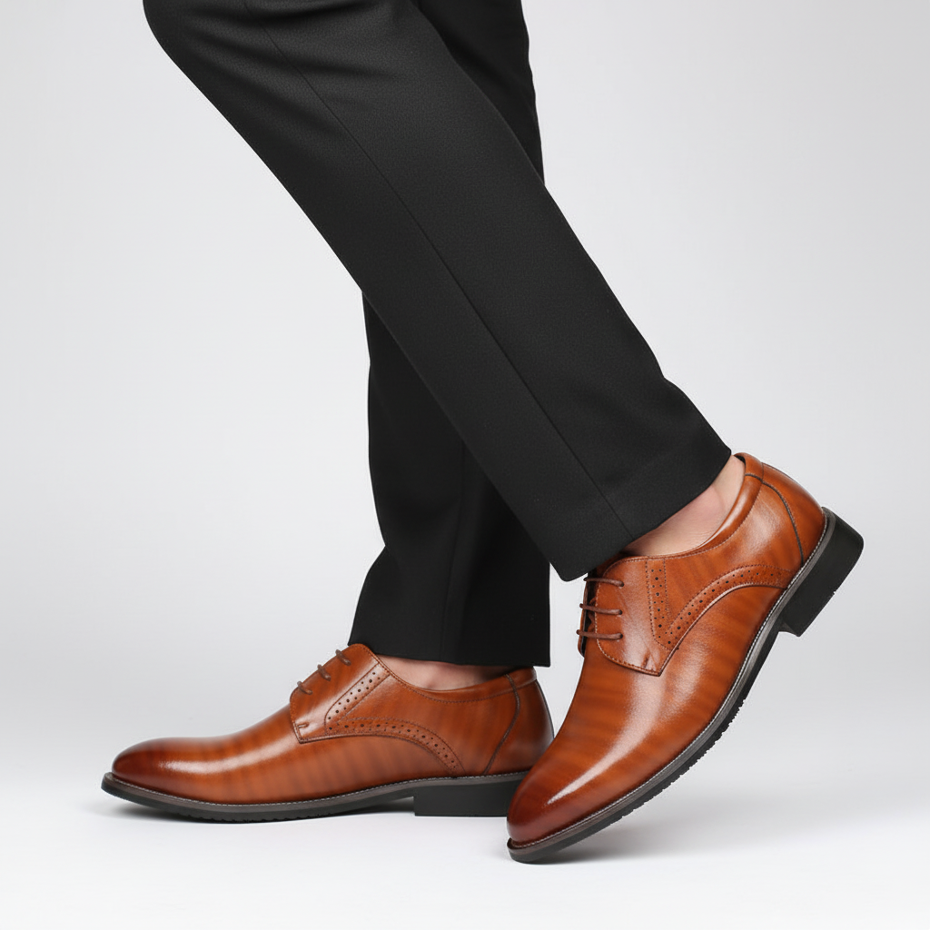 Trwałe męskie buty skórzane Adrian, eleganckie i sznurowane. Doskonałe jako obuwie wizytowe i na co dzień.