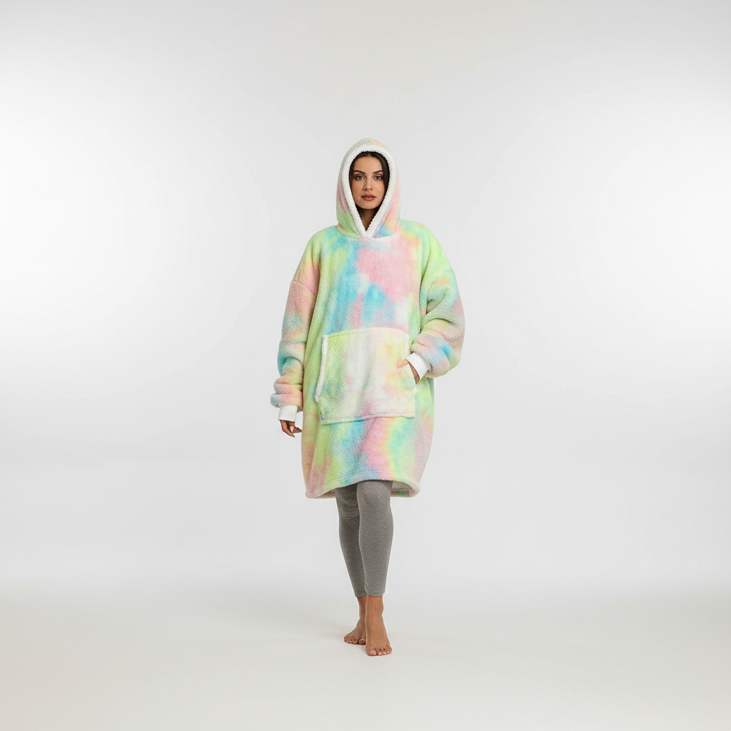 Pluszowa bluza koc oversize unisex. Niezwykle ciepła, idealna do otulenia się w zimowe dni.