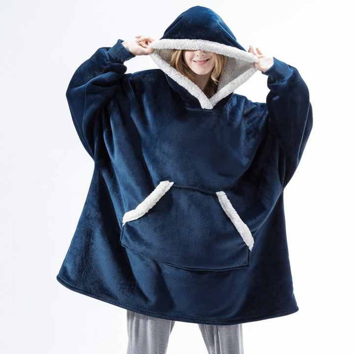 Komfortowa bluza koc oversize unisex w uniwersalnym rozmiarze. Zapewnia ciepło i wygodę dla każdego.