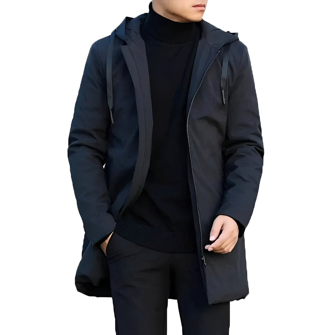 Wysokiej jakości męski płaszcz zimowy, wodoodporny i elegancki, idealny jako stylowa parka na chłodne dni.