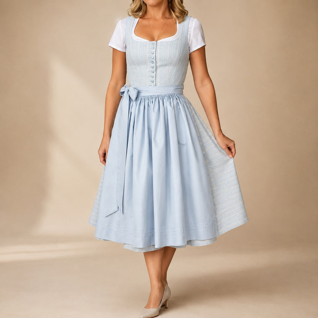 Sukienka Dirndl na Oktoberfest w stylu ludowym, z kokardą. Klasyczna sukienka damska na bawarski festyn.