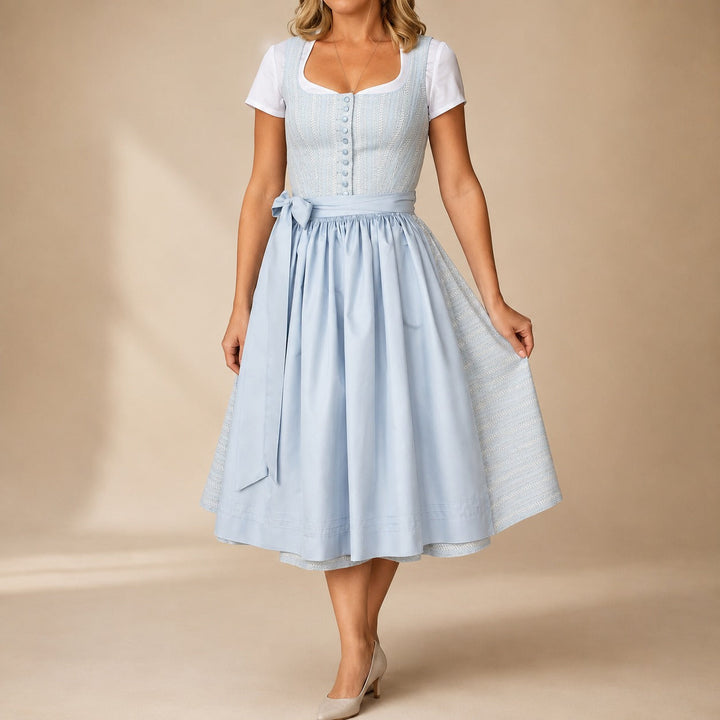 Sukienka Dirndl na Oktoberfest w stylu ludowym, z kokardą. Klasyczna sukienka damska na bawarski festyn.