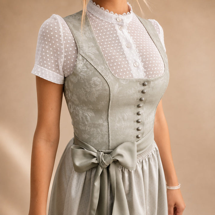 Klasyczna sukienka bawarska Dirndl z kokardą, idealna na Oktoberfest. Elegancka sukienka midi, odzież damska.
