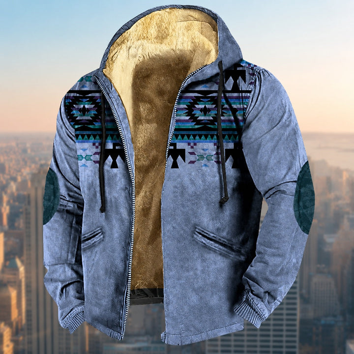 Komfortowa męska bluza z kapturem, z unikatowym wzorem tribal. Doskonała odzież męska na co dzień i do streetwearu.