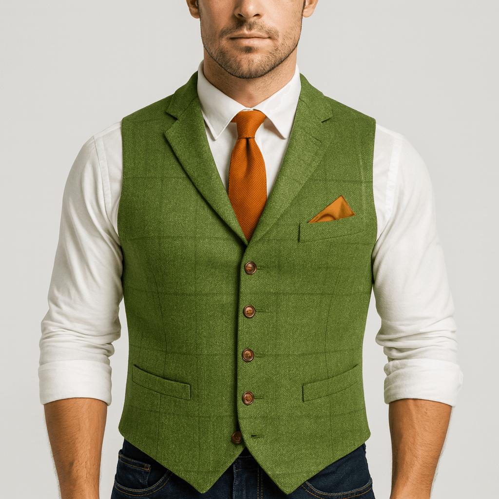 Męska kamizelka garniturowa jednorzędowa, fason slim fit. Modna i elegancka do koszuli, formalna.
