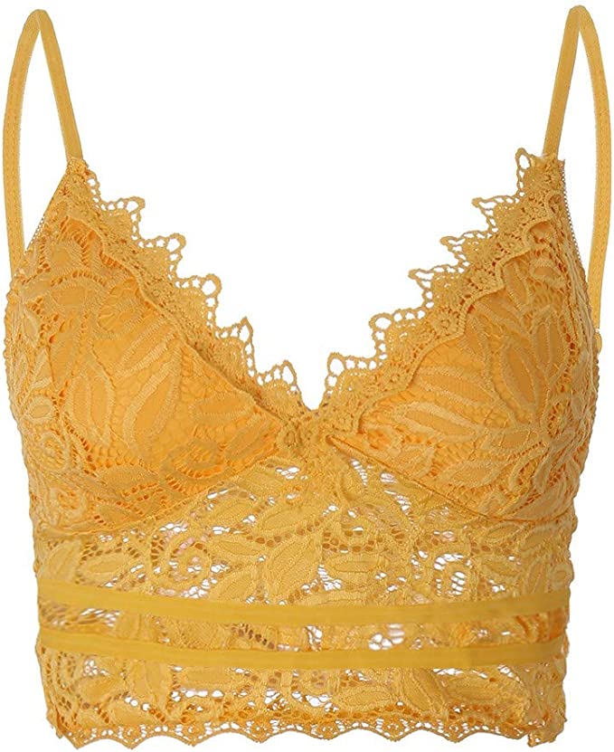 Elegancki damski koronkowy crop top, z regulowanymi ramiączkami, w różnych kolorach.