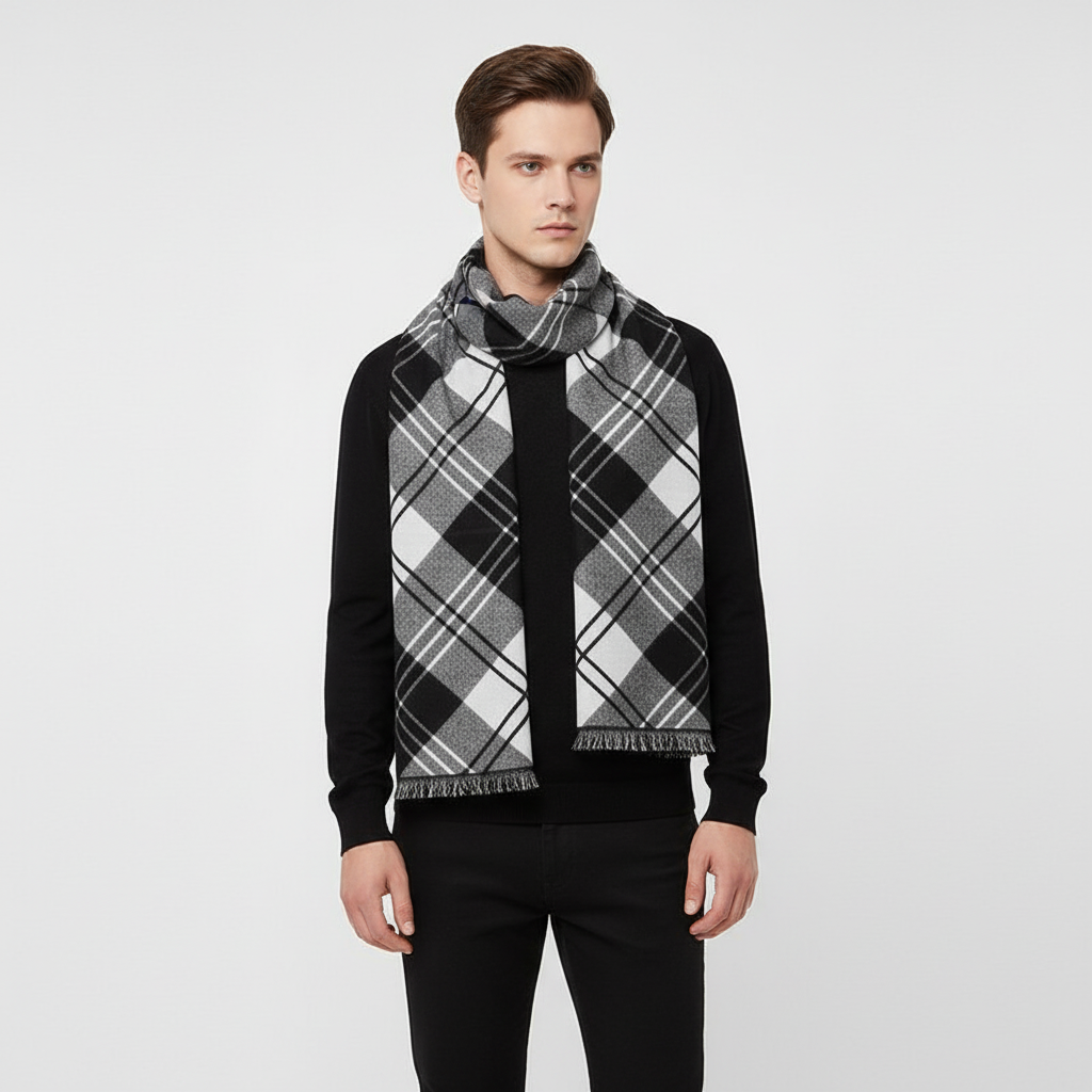 Szalik HeatLoom w kratkę dla mężczyzn. Ciepłe i eleganckie akcesorium na zimę.