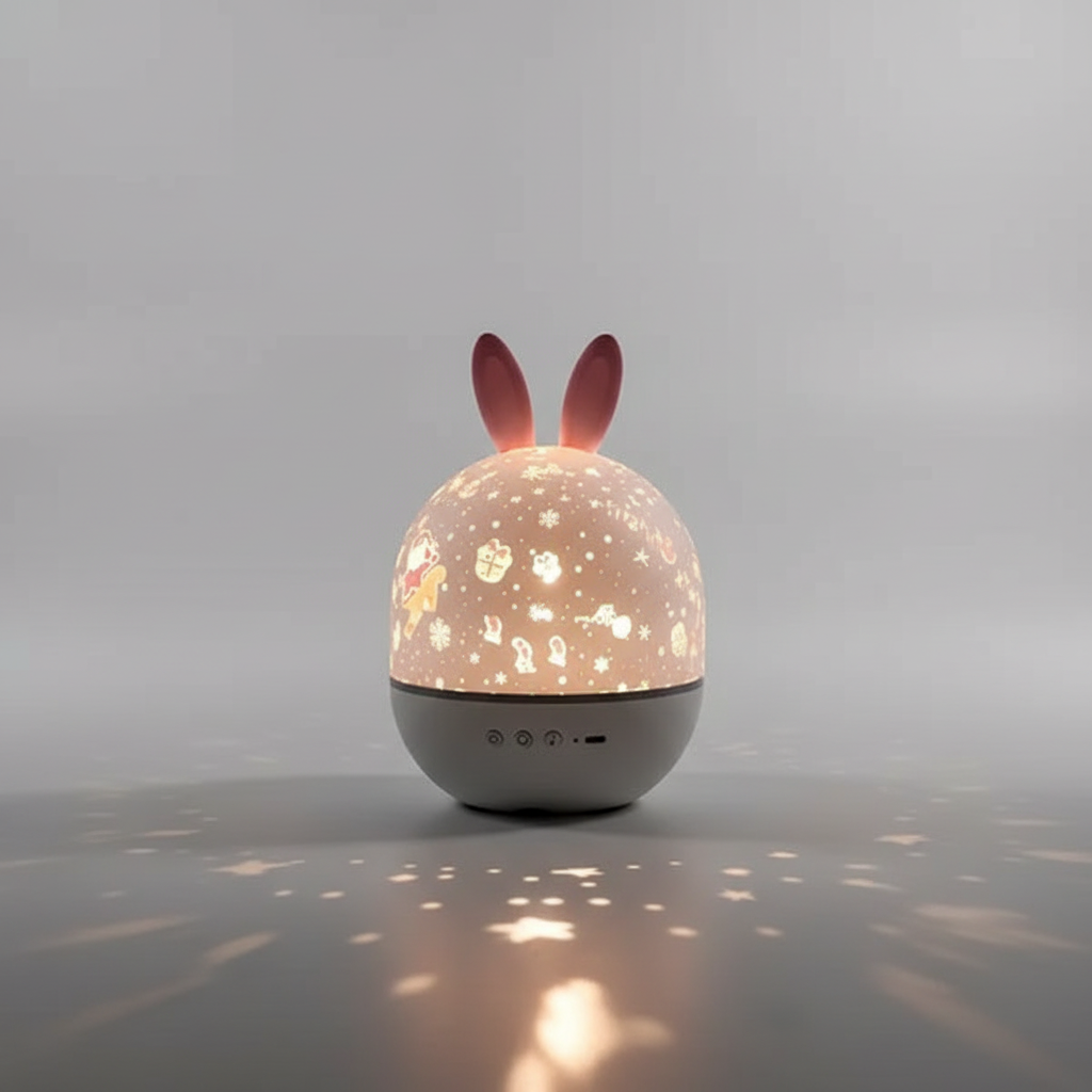 Projektor gwiazd i fal oceanu Moonbunny z tworzywa sztucznego, bezpieczna lampka nocna do pokoju dziecka.