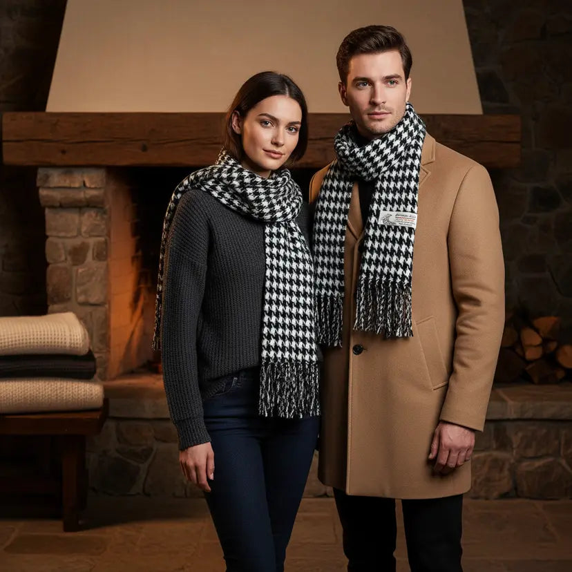 Szalik unisex w klasyczną kratę Tartan Stewart, idealny na zimę i jesień.