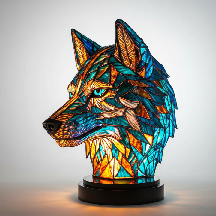 Kolorowa lampa stołowa witrażowa AnimalGlow ze zwierzętami, nastrojowe oświetlenie, prezent.