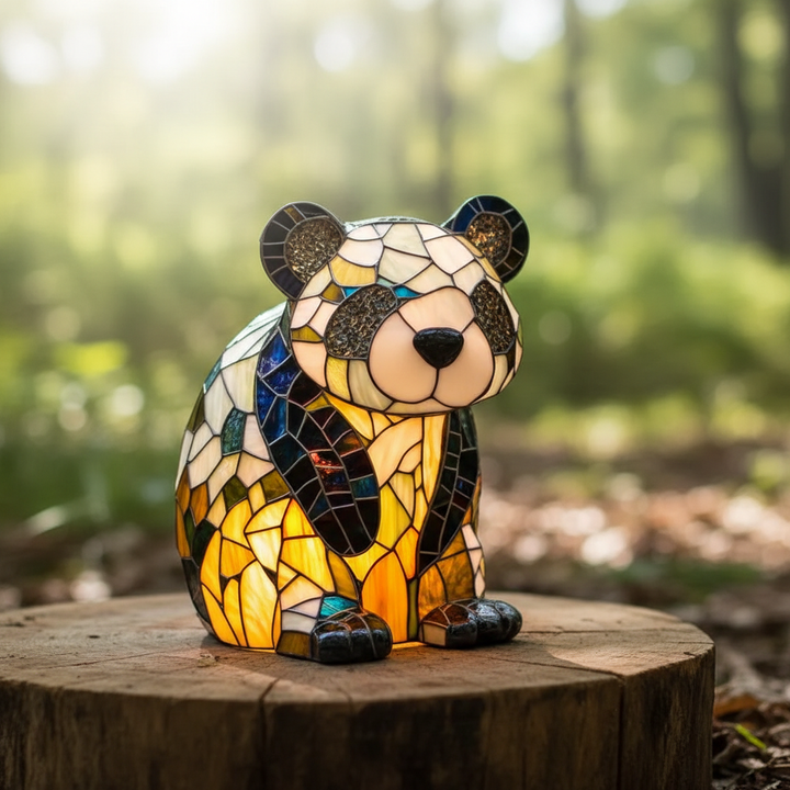 Lampa stołowa AnimalGlow z witrażowymi motywami zwierząt, styl vintage, dekoracja domu.