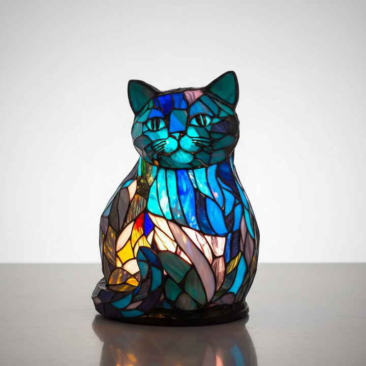 Lampa stołowa AnimalGlow jako dzieło sztuki: witraż zwierzęcy, unikalne oświetlenie vintage.