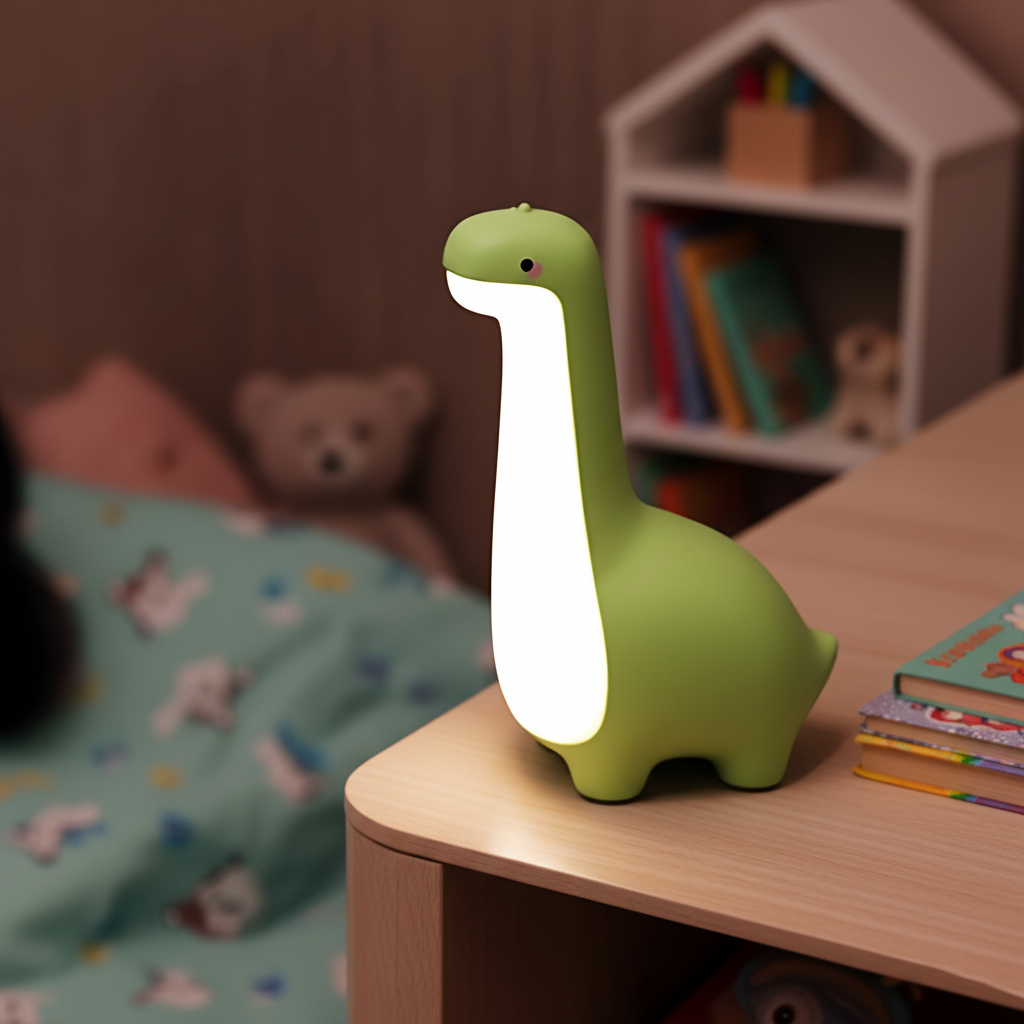 Dziecięca lampka nocna LED Dreamosaur, bezpieczna i przenośna, idealna do pokoju dziecka, zapewnia spokojny sen.
