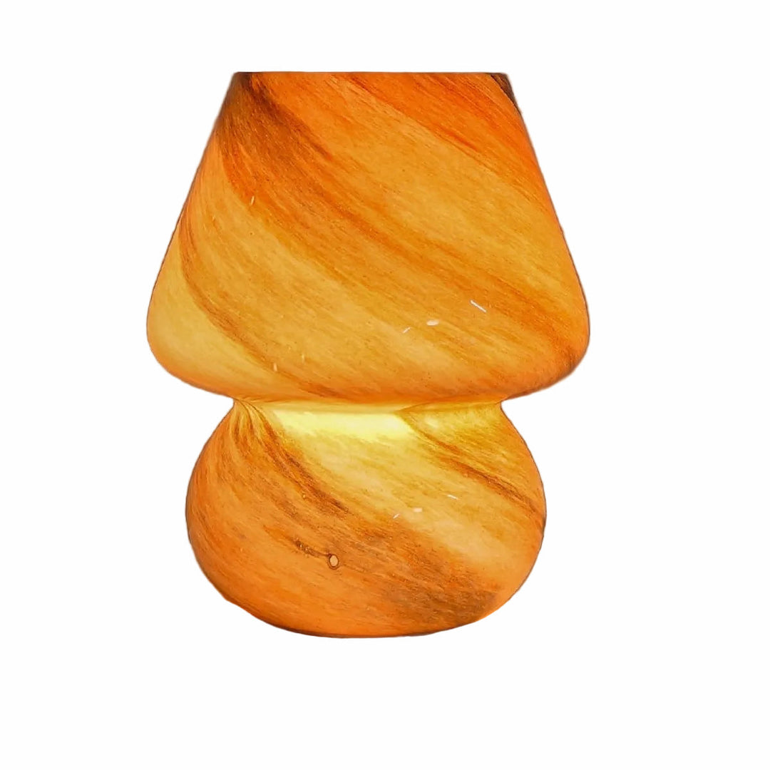 Lampa stołowa Grzyb Retro LED, szklana, 3 tryby światła. Idealna do sypialni.