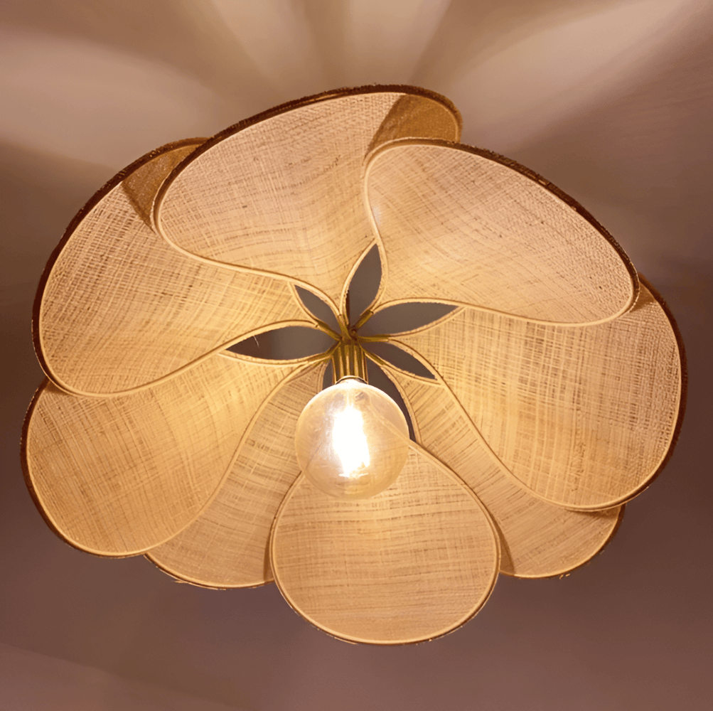 Lampa tkaninowa wisząca z kwiatowym wzorem. Oświetlenie LED do salonu, jadalni. Dekoracja wnętrz.