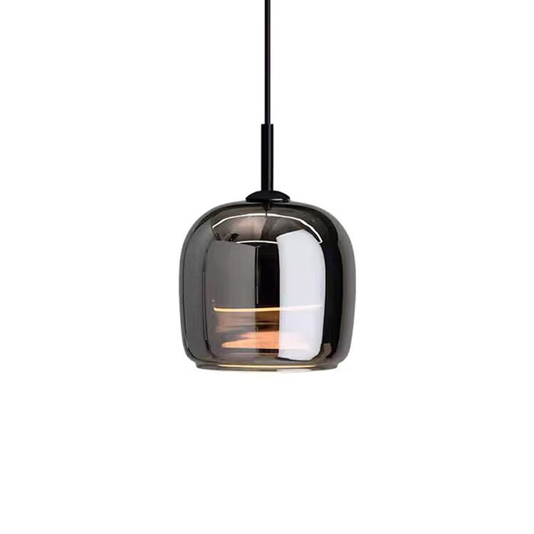 Lampa wisząca LED Glazura, nowoczesne oświetlenie nordyckie ze szkłem dymionym do salonu, jadalni.