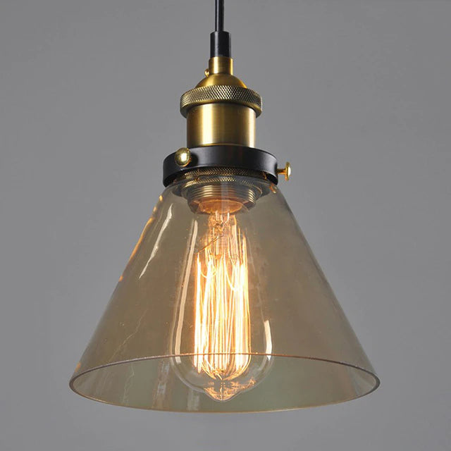 Lampa Art Déco z bursztynowym i szarym szkłem. Metal, wisząca. Vintage oświetlenie sufitowe do salonu.