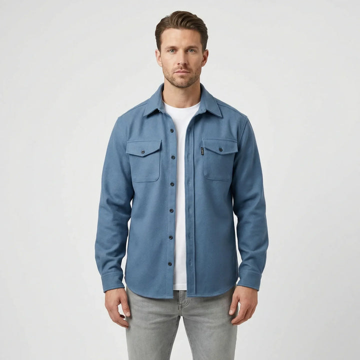 Modna męska kurtka koszulowa overshirt z długim rękawem, idealna na przejściowe pory roku.