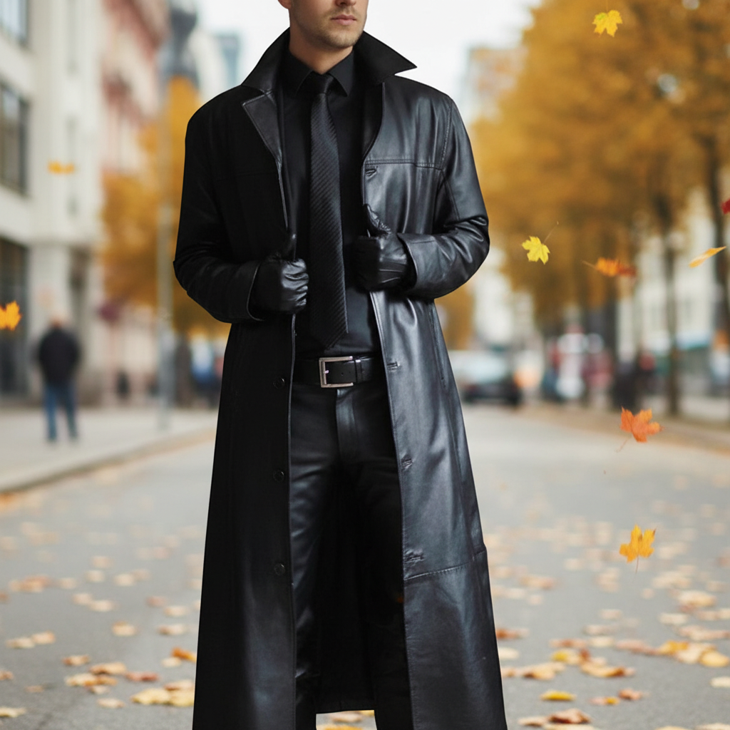 Męska długa kurtka zimowa, czarna, zapewnia ciepło i elegancję na chłodne dni. Idealna na co dzień.