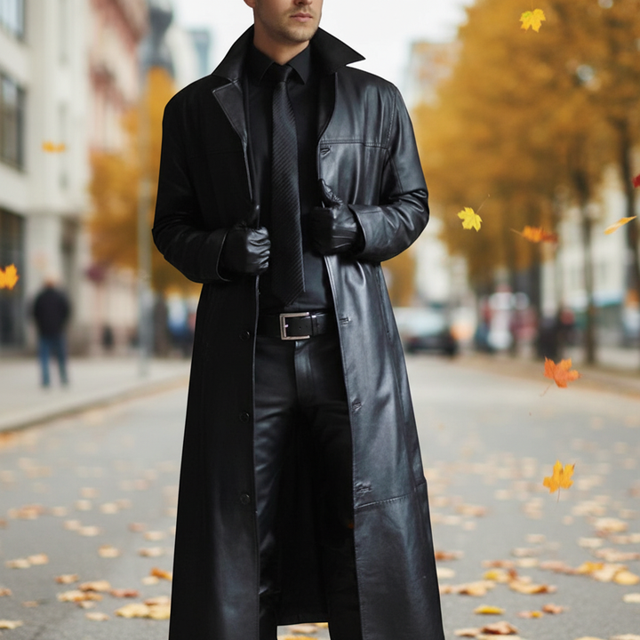 Męska długa kurtka zimowa, czarna, zapewnia ciepło i elegancję na chłodne dni. Idealna na co dzień.