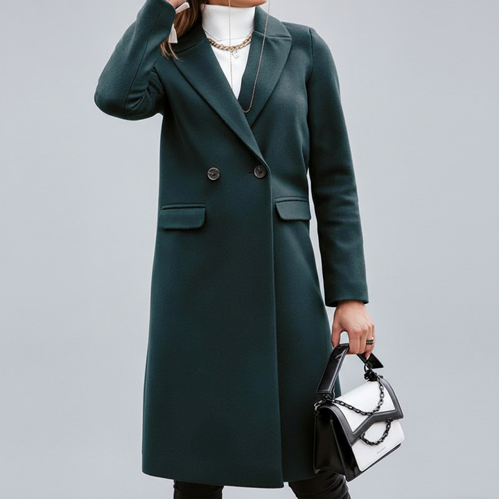 Damski długi płaszcz zimowy Alina. Ciepły, klasyczny i elegancki. Must-have na zimę.