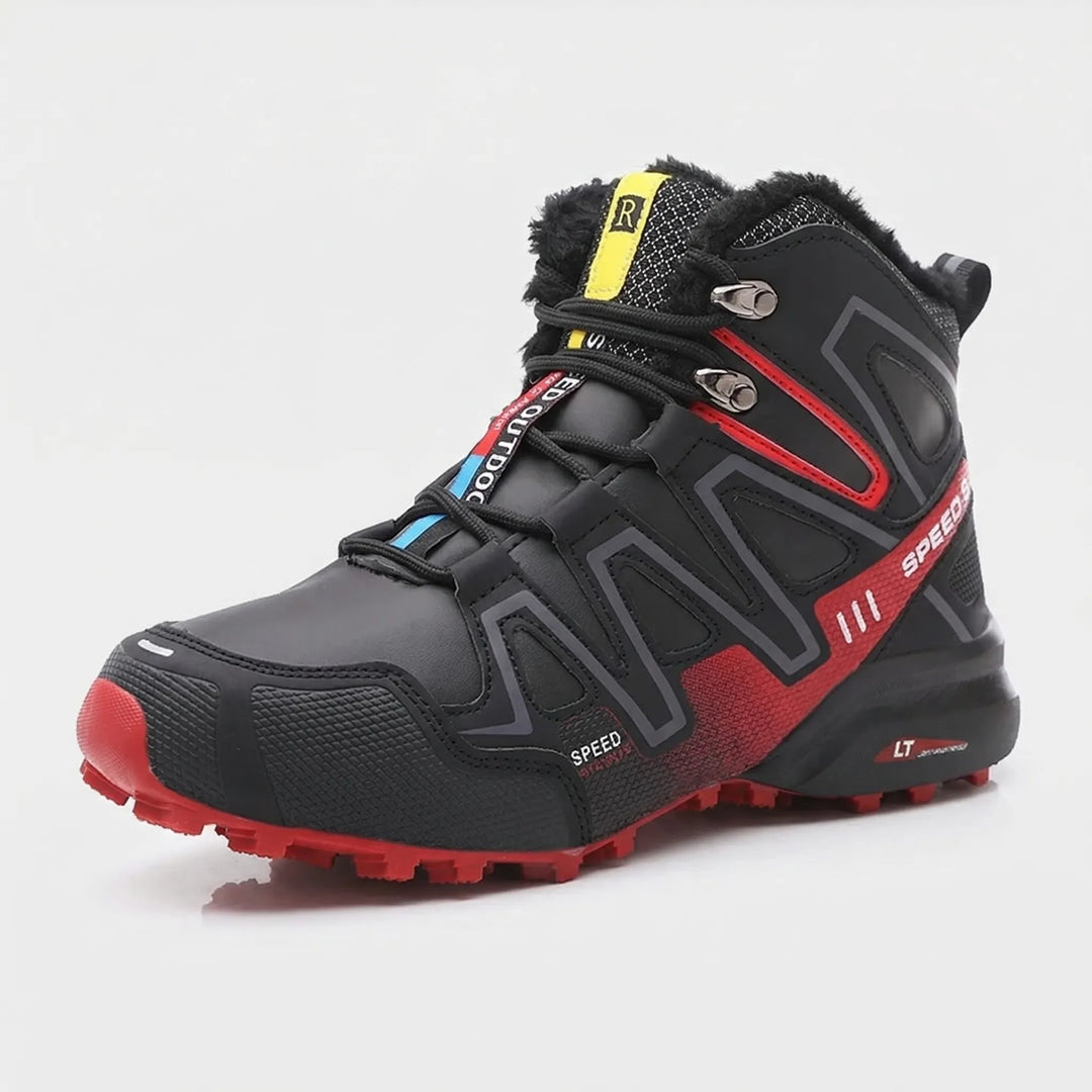 Solidne męskie buty zimowe do trekkingu, z izolacją termiczną i wytrzymałą cholewką, lekkie i ciepłe.