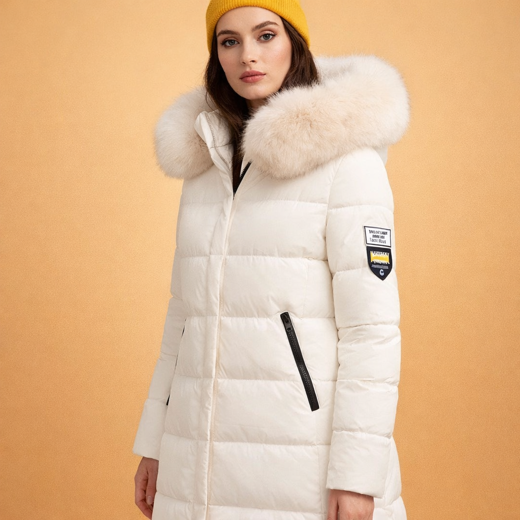 Modna długa parka damska z kapturem, idealna na zimę. Stylowa i ciepła kurtka damska, elegancka.
