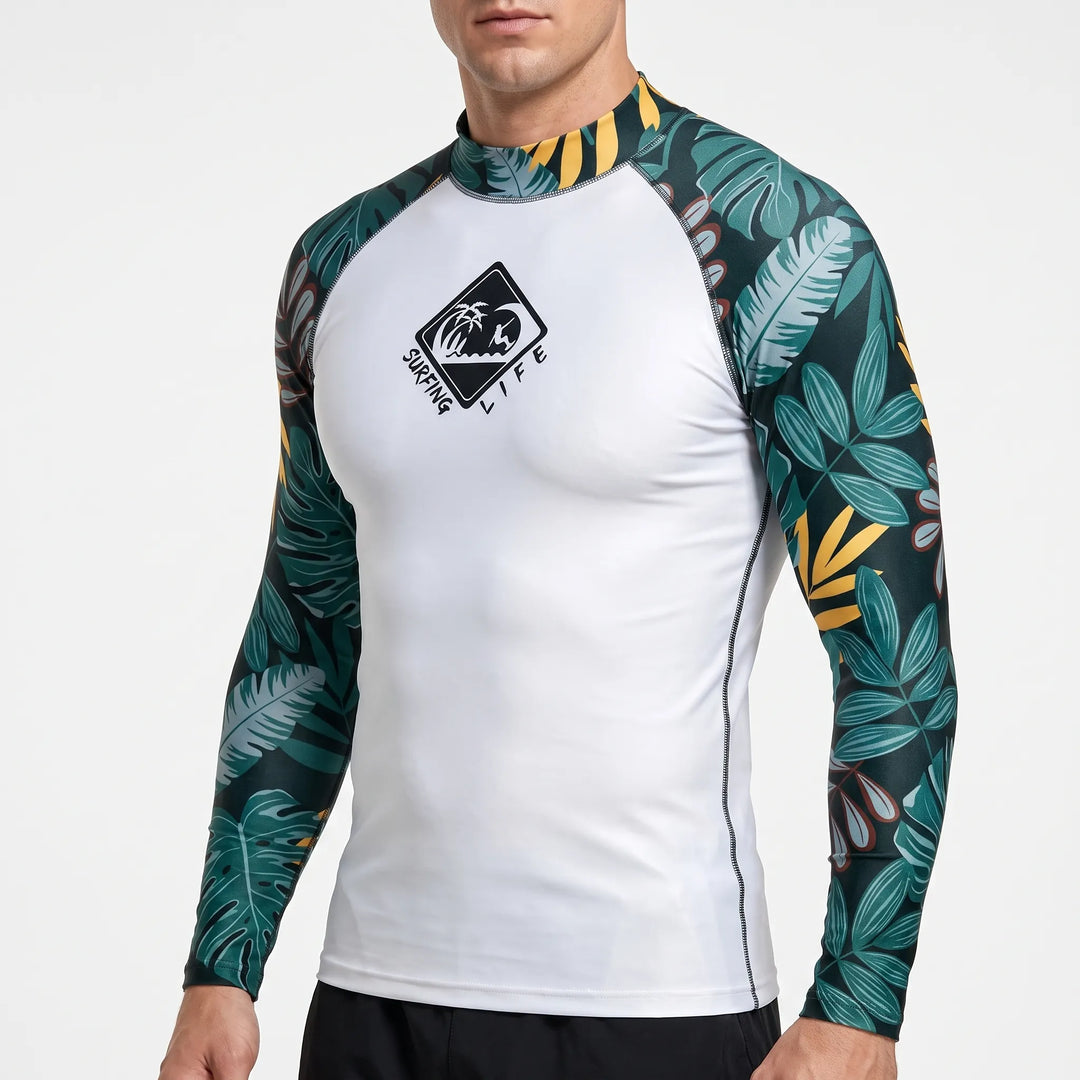 Rashguard męski, długi rękaw, ochrona UV, idealny do pływania, surfingu, kajakarstwa.