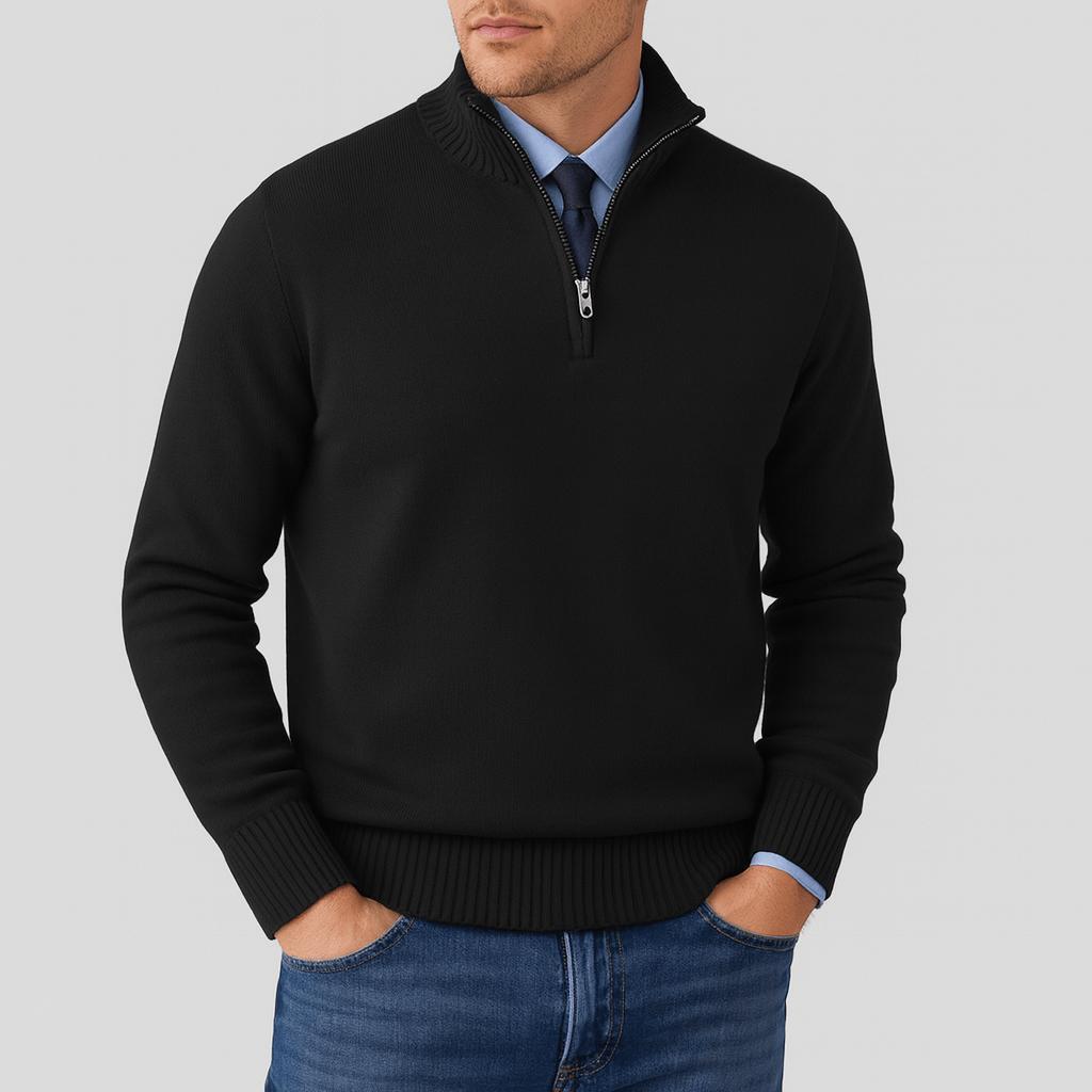 Komfortowy sweter męski z zamkiem. Luźny krój, idealny jako bluza męska do codziennych stylizacji.