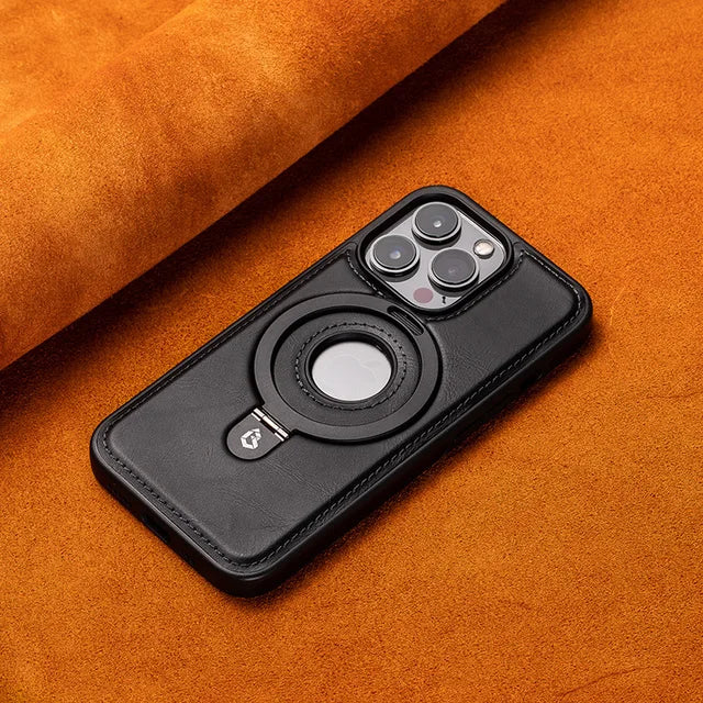 Stylowe etui iPhone ze skóry PU z magnetycznym zamknięciem i praktyczną podstawką. Ochrona i wygoda.