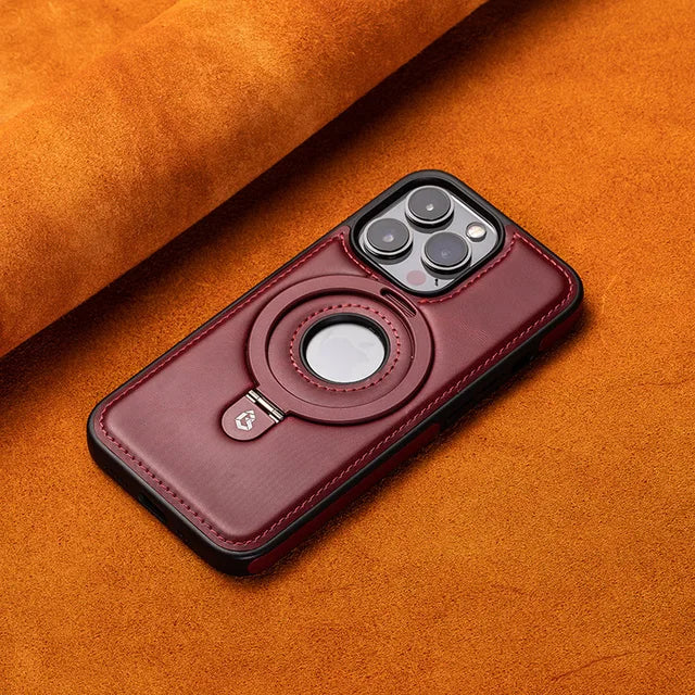 Etui magnetyczne iPhone ze skóry PU z ergonomiczną podstawką. Idealne do oglądania. Zapewnia solidną ochronę.