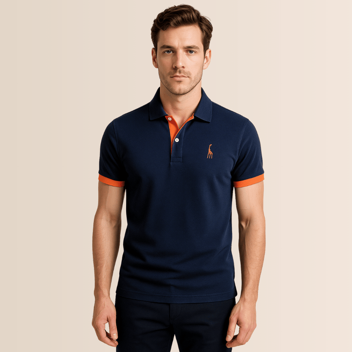 Męska koszulka polo ze stójką, idealna na lato. Elegancka, przewiewna, wygodna, z poliestru.
