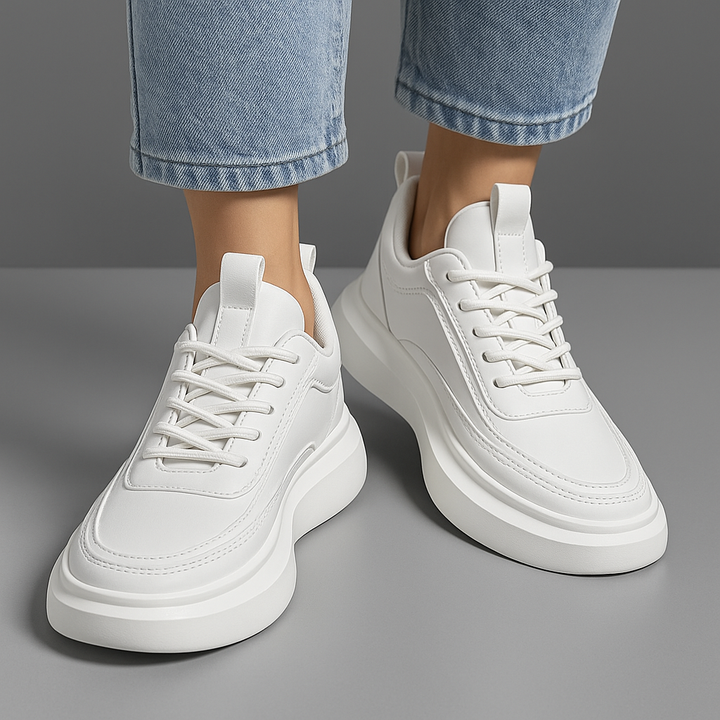 Lekkie męskie sneakersy, doskonałe do codziennych stylizacji. Biało-brązowe, komfortowe i stylowe obuwie miejskie.