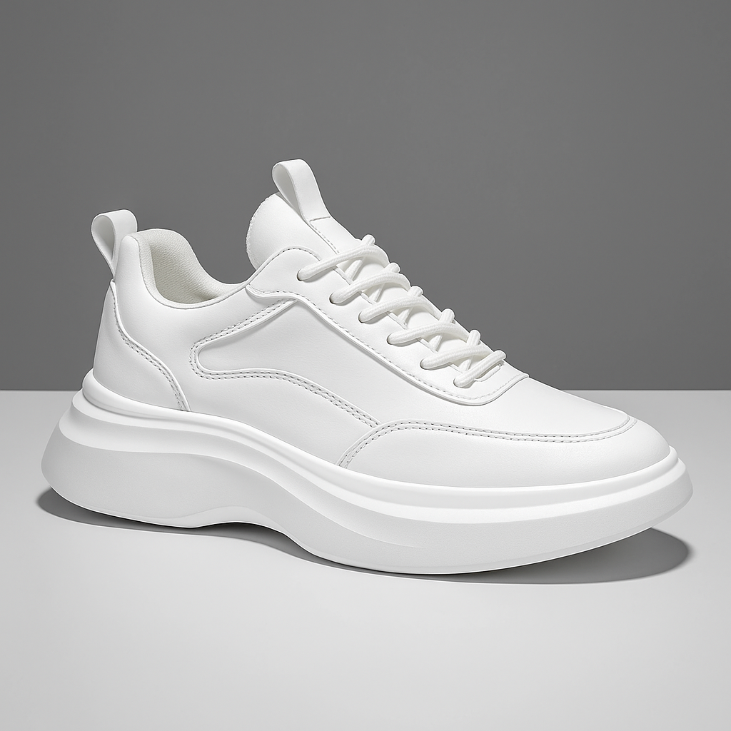 Męskie biało-brązowe sneakersy, idealne na co dzień, zapewniające styl i komfort. Uniwersalne, lekkie obuwie miejskie.
