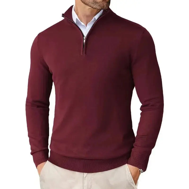 Stylowy sweter z półzamkiem dla mężczyzn, idealny do biura i na spotkania, elegancki.