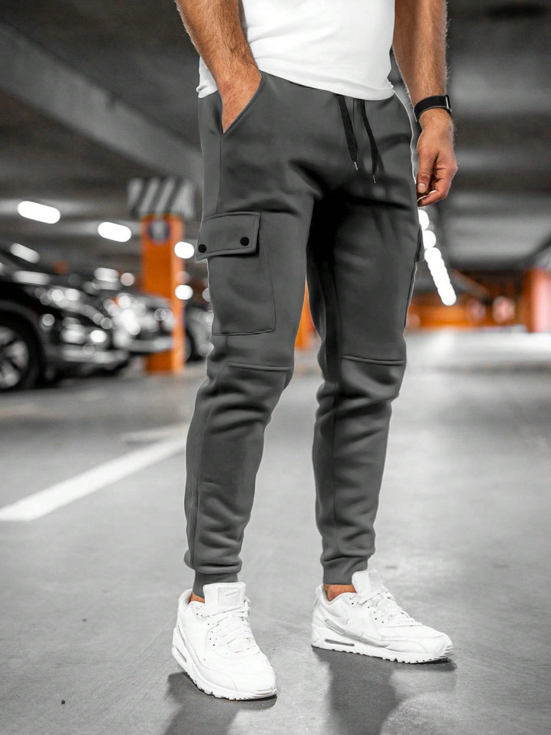 Modne męskie spodnie streetwear cargo Leland, komfortowe joggery. Idealne na co dzień.