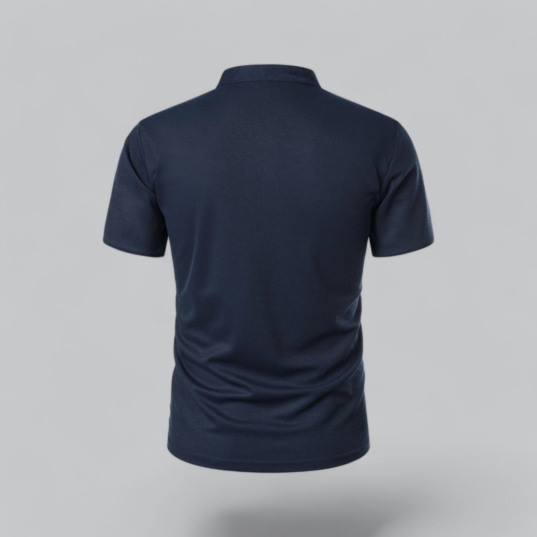 Eleganckie polo męskie z suwakiem, krótki rękaw. Idealne na upalne dni i casualowy look.