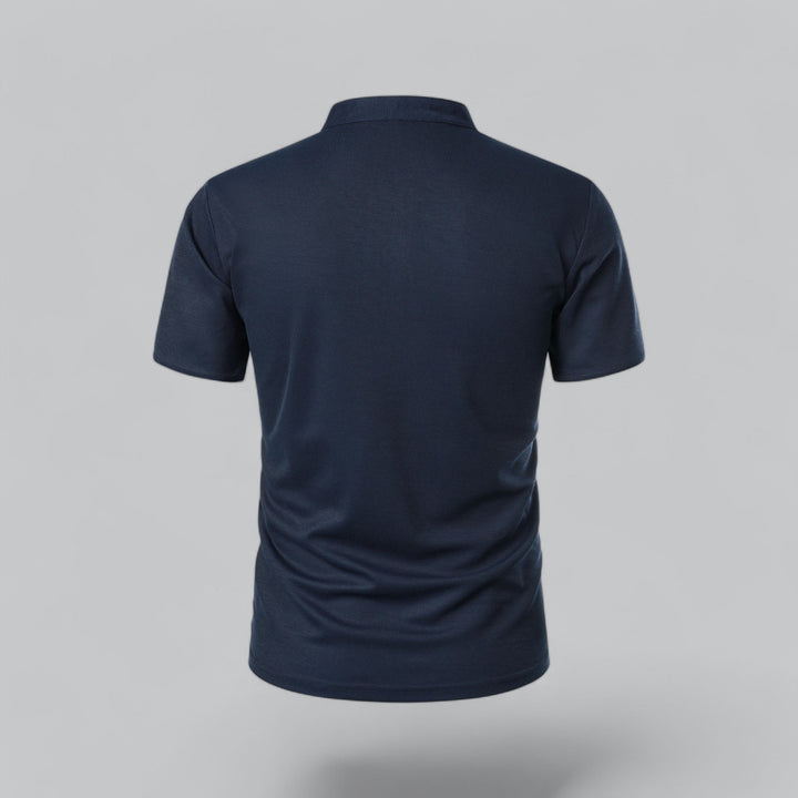 Eleganckie polo męskie z suwakiem, krótki rękaw. Idealne na upalne dni i casualowy look.
