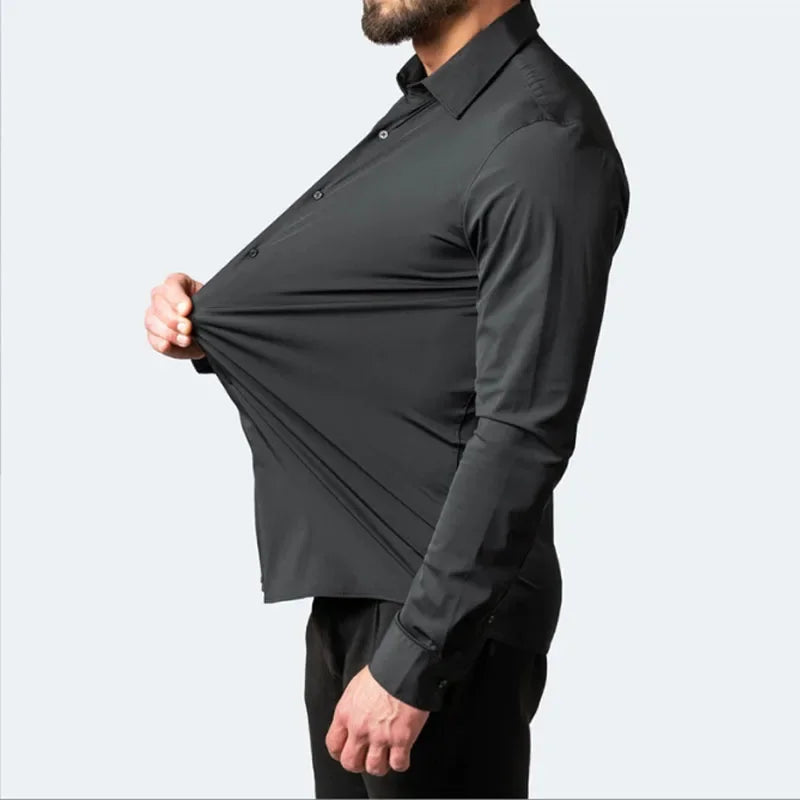 Klasyczna męska koszula biznesowa slim fit z długim rękawem, zapewniająca styl i komfort.