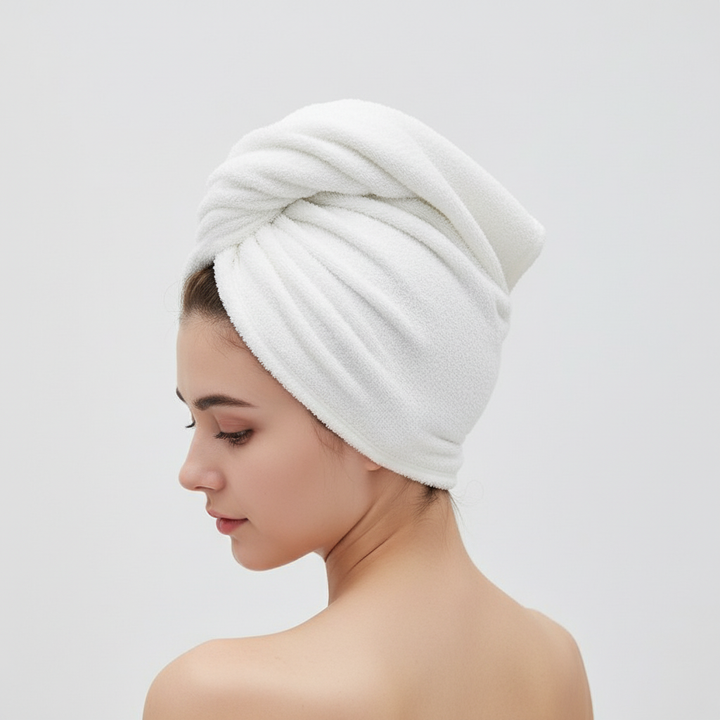 Akcesoria do włosów: damski ręcznik z mikrofibry WaterBlock. Turban do szybkiego i delikatnego suszenia.
