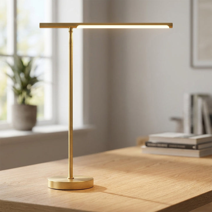 Minimalistyczna lampa biurkowa LED Brillune, regulowana, idealna do pracy, czytania i nauki.